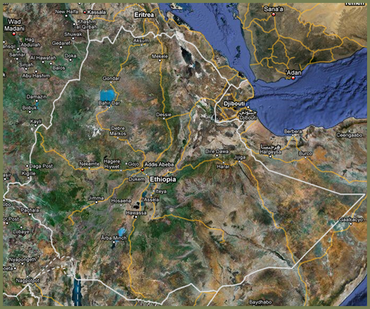 ethiopia terrain map